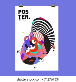 Abstract  Colorful Curvy Liquid Cover and Poster Design Template. Flat Line Shape and Pattern Layout Design Template.