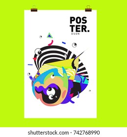 Abstract  Colorful Curvy Liquid Cover and Poster Design Template. Flat Line Shape and Pattern Layout Design Template.