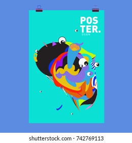 Abstract  Colorful Curvy Liquid Cover and Poster Design Template. Flat Line Shape and Pattern Layout Design Template.