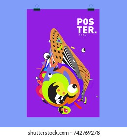 Abstract  Colorful Curvy Liquid Cover and Poster Design Template. Flat Line Shape and Pattern Layout Design Template.