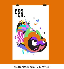 Abstract  Colorful Curvy Liquid Cover and Poster Design Template. Flat Line Shape and Pattern Layout Design Template.