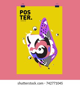 Abstract  Colorful Curvy Liquid Cover and Poster Design Template. Flat Line Shape and Pattern Layout Design Template.