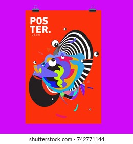 Abstract  Colorful Curvy Liquid Cover and Poster Design Template. Flat Line Shape and Pattern Layout Design Template.