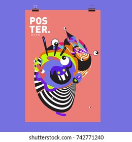 Abstract  Colorful Curvy Liquid Cover and Poster Design Template. Flat Line Shape and Pattern Layout Design Template.