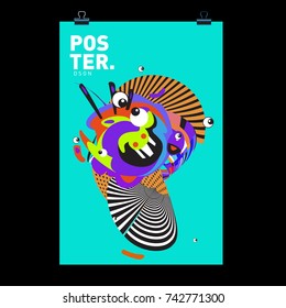 Abstract  Colorful Curvy Liquid Cover and Poster Design Template. Flat Line Shape and Pattern Layout Design Template.