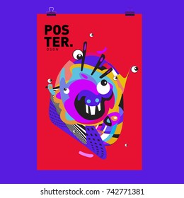 Abstract  Colorful Curvy Liquid Cover and Poster Design Template. Flat Line Shape and Pattern Layout Design Template.