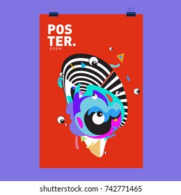 Abstract  Colorful Curvy Liquid Cover and Poster Design Template. Flat Line Shape and Pattern Layout Design Template.