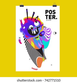 Abstract  Colorful Curvy Liquid Cover and Poster Design Template. Flat Line Shape and Pattern Layout Design Template.