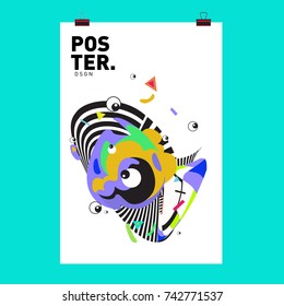 Abstract  Colorful Curvy Liquid Cover and Poster Design Template. Flat Line Shape and Pattern Layout Design Template.