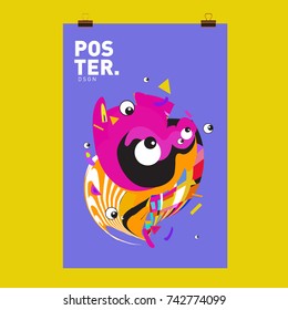 Abstract  Colorful Curvy Liquid Cover and Poster Design Template. Flat Line Shape and Pattern Layout Design Template.