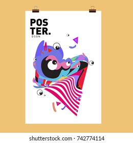 Abstract  Colorful Curvy Liquid Cover and Poster Design Template. Flat Line Shape and Pattern Layout Design Template.