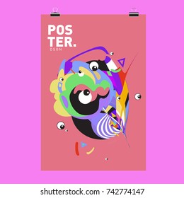Abstract  Colorful Curvy Liquid Cover and Poster Design Template. Flat Line Shape and Pattern Layout Design Template.