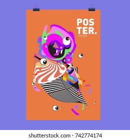 Abstract  Colorful Curvy Liquid Cover and Poster Design Template. Flat Line Shape and Pattern Layout Design Template.