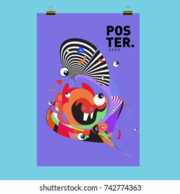 Abstract  Colorful Curvy Liquid Cover and Poster Design Template. Flat Line Shape and Pattern Layout Design Template.