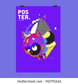 Abstract  Colorful Curvy Liquid Cover and Poster Design Template. Flat Line Shape and Pattern Layout Design Template.