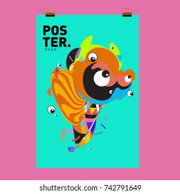 Abstract  Colorful Curvy Liquid Cover and Poster Design Template. Flat Line Shape and Pattern Layout Design Template.