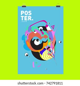 Abstract  Colorful Curvy Liquid Cover and Poster Design Template. Flat Line Shape and Pattern Layout Design Template.