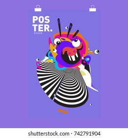 Abstract  Colorful Curvy Liquid Cover and Poster Design Template. Flat Line Shape and Pattern Layout Design Template.