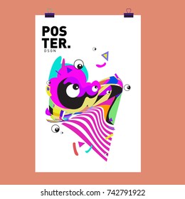Abstract  Colorful Curvy Liquid Cover and Poster Design Template. Flat Line Shape and Pattern Layout Design Template.