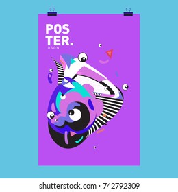 Abstract  Colorful Curvy Liquid Cover and Poster Design Template. Flat Line Shape and Pattern Layout Design Template.