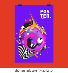 Abstract  Colorful Curvy Liquid Cover and Poster Design Template. Flat Line Shape and Pattern Layout Design Template.