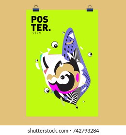 Abstract  Colorful Curvy Liquid Cover and Poster Design Template. Flat Line Shape and Pattern Layout Design Template.