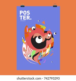 Abstract  Colorful Curvy Liquid Cover and Poster Design Template. Flat Line Shape and Pattern Layout Design Template.