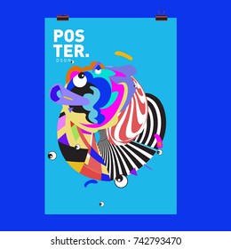 Abstract  Colorful Curvy Liquid Cover and Poster Design Template. Flat Line Shape and Pattern Layout Design Template.