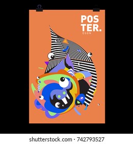 Abstract  Colorful Curvy Liquid Cover and Poster Design Template. Flat Line Shape and Pattern Layout Design Template.