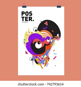 Abstract  Colorful Curvy Liquid Cover and Poster Design Template. Flat Line Shape and Pattern Layout Design Template.