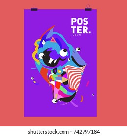 Abstract  Colorful Curvy Liquid Cover and Poster Design Template. Flat Line Shape and Pattern Layout Design Template.