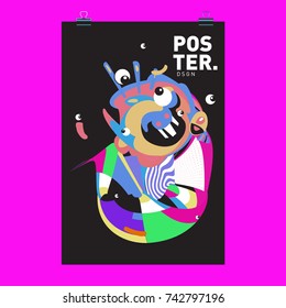 Abstract  Colorful Curvy Liquid Cover and Poster Design Template. Flat Line Shape and Pattern Layout Design Template.