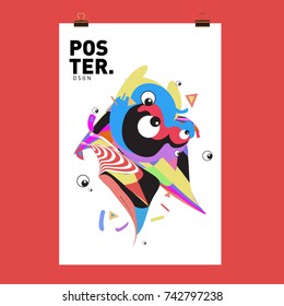 Abstract  Colorful Curvy Liquid Cover and Poster Design Template. Flat Line Shape and Pattern Layout Design Template.