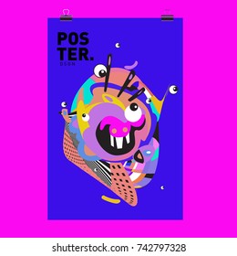 Abstract  Colorful Curvy Liquid Cover and Poster Design Template. Flat Line Shape and Pattern Layout Design Template.