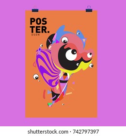 Abstract  Colorful Curvy Liquid Cover and Poster Design Template. Flat Line Shape and Pattern Layout Design Template.