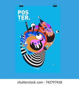 Abstract  Colorful Curvy Liquid Cover and Poster Design Template. Flat Line Shape and Pattern Layout Design Template.