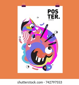 Abstract  Colorful Curvy Liquid Cover and Poster Design Template. Flat Line Shape and Pattern Layout Design Template.