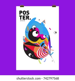 Abstract  Colorful Curvy Liquid Cover and Poster Design Template. Flat Line Shape and Pattern Layout Design Template.