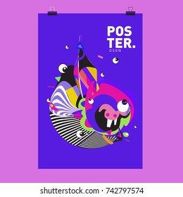 Abstract  Colorful Curvy Liquid Cover and Poster Design Template. Flat Line Shape and Pattern Layout Design Template.
