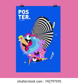 Abstract  Colorful Curvy Liquid Cover and Poster Design Template. Flat Line Shape and Pattern Layout Design Template.