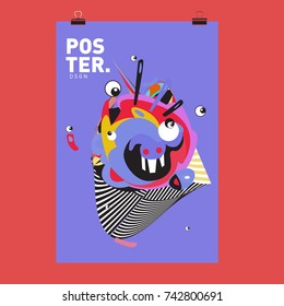 Abstract  Colorful Curvy Liquid Cover and Poster Design Template. Flat Line Shape and Pattern Layout Design Template.