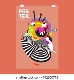 Abstract  Colorful Curvy Liquid Cover and Poster Design Template. Flat Line Shape and Pattern Layout Design Template.