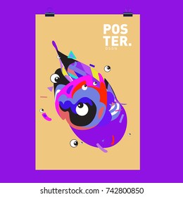 Abstract  Colorful Curvy Liquid Cover and Poster Design Template. Flat Line Shape and Pattern Layout Design Template.