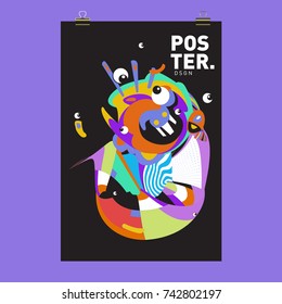 Abstract  Colorful Curvy Liquid Cover and Poster Design Template. Flat Line Shape and Pattern Layout Design Template.