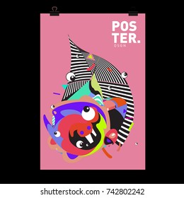 Abstract  Colorful Curvy Liquid Cover and Poster Design Template. Flat Line Shape and Pattern Layout Design Template.