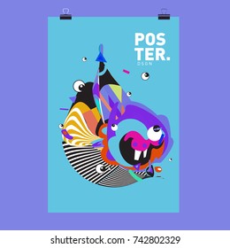 Abstract  Colorful Curvy Liquid Cover and Poster Design Template. Flat Line Shape and Pattern Layout Design Template.