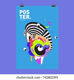 Abstract  Colorful Curvy Liquid Cover and Poster Design Template. Flat Line Shape and Pattern Layout Design Template.