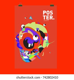Abstract  Colorful Curvy Liquid Cover and Poster Design Template. Flat Line Shape and Pattern Layout Design Template.