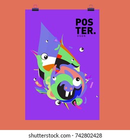Abstract  Colorful Curvy Liquid Cover and Poster Design Template. Flat Line Shape and Pattern Layout Design Template.