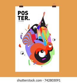 Abstract  Colorful Curvy Liquid Cover and Poster Design Template. Flat Line Shape and Pattern Layout Design Template.